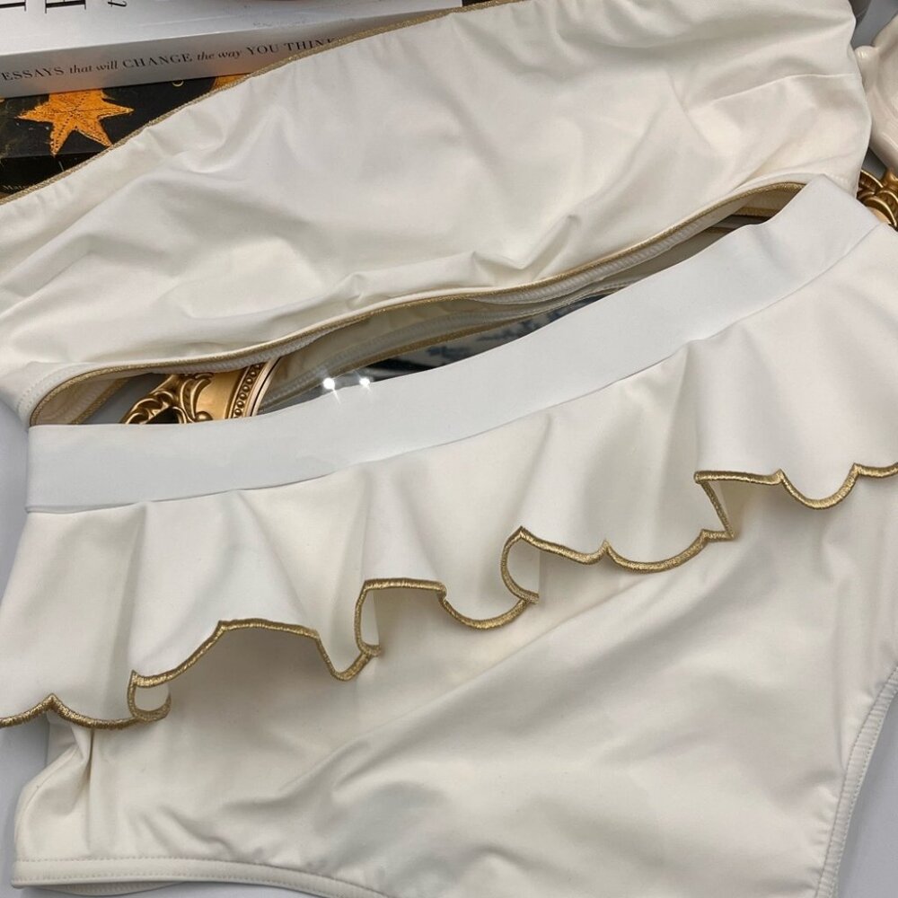 🆕 ZIMMERMANN 🧿 BNWOT White Jeannie Scallop Tiered Bikini - Size 4 - US 12 - Picture 10 of 16